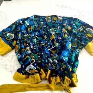 Anthropologie XL Cotton Women’s Short Sleeved Top with Velvet Details